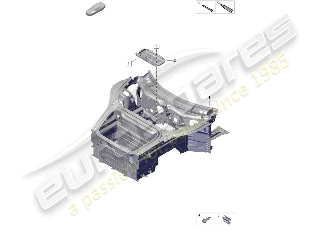 porsche 2020 (718 boxster spyder) front end (complete) parts diagram