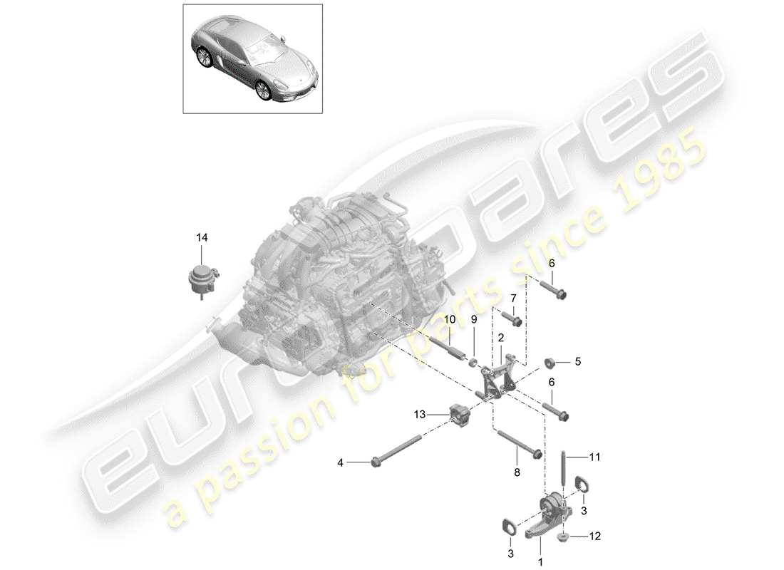 porsche cayman gt4 (2016) engine suspension parts diagram