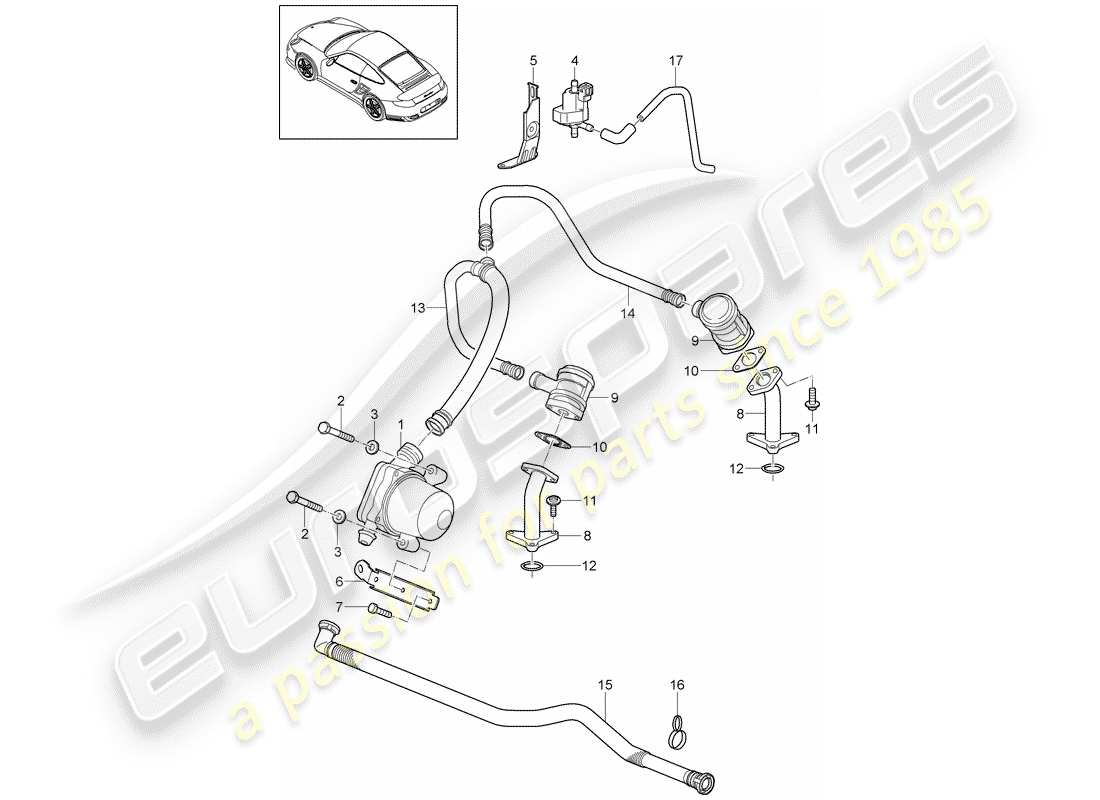 porsche 2011 (997-2 turbo / gt2 rs) air injection part diagram