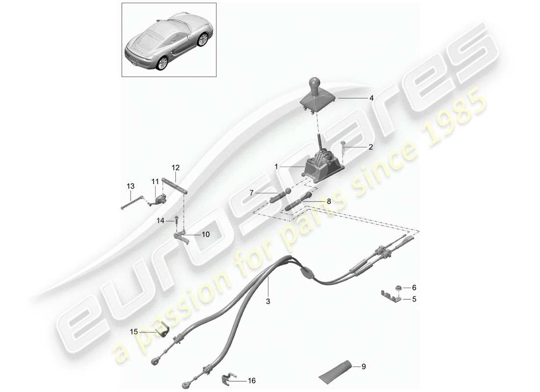 porsche 2014 (981 cayman) transmission control parts diagram