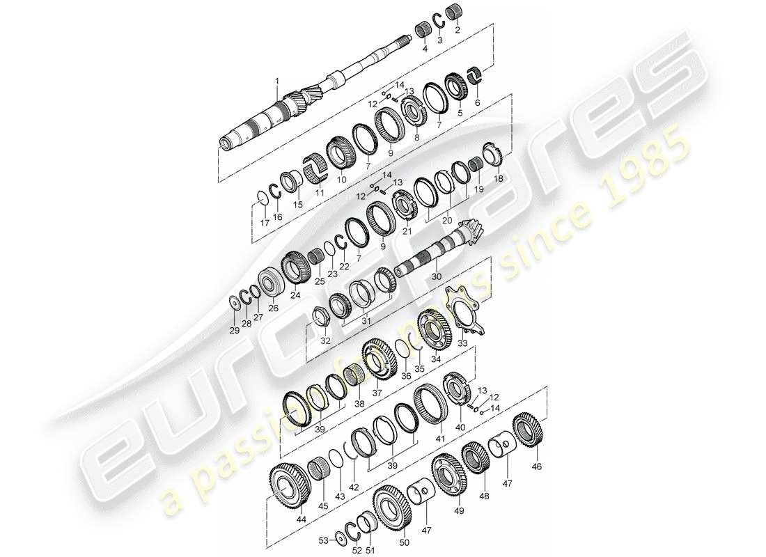 porsche 997 (2008) gears and shafts parts diagram