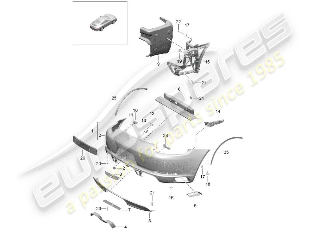 porsche 2018 (991-2) bumper parts diagram