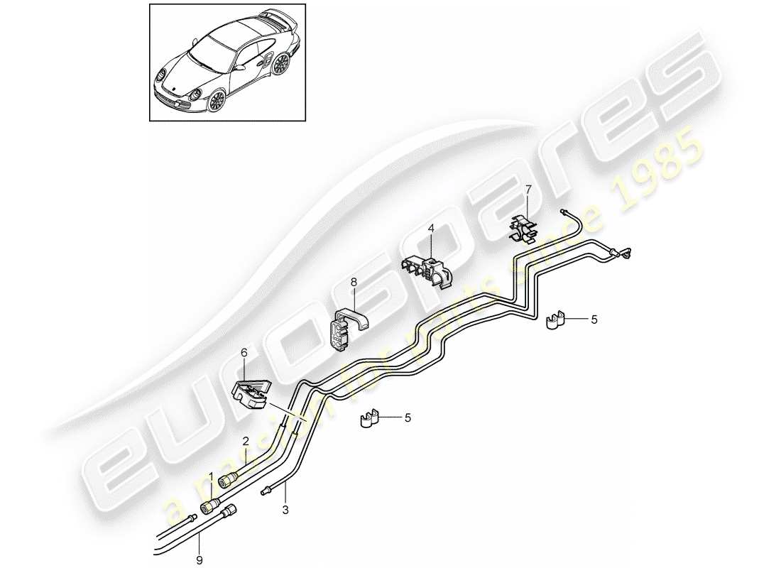 porsche 2011 (997-2 turbo / gt2 rs) fuel system part diagram