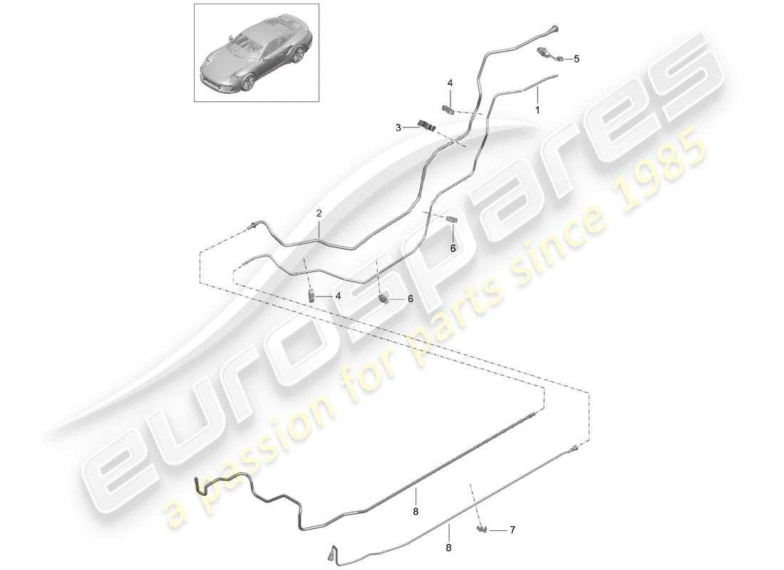 porsche 2020 (991-2 turbo) fuel line part diagram