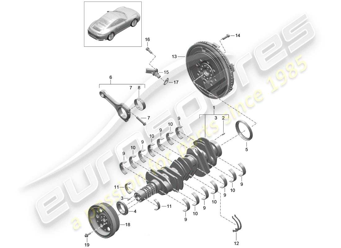 porsche 2019 (991-2) crankshaft part diagram