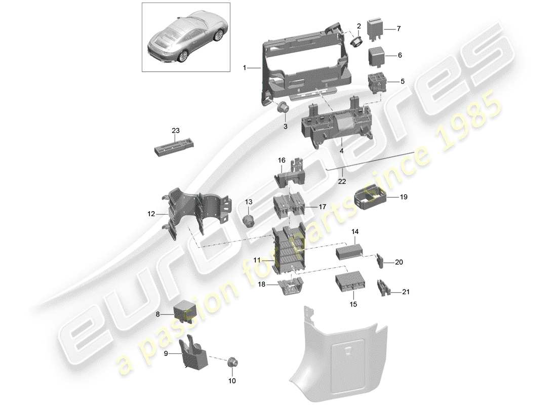 porsche 2018 (991-2) fuse box/relay plate part diagram