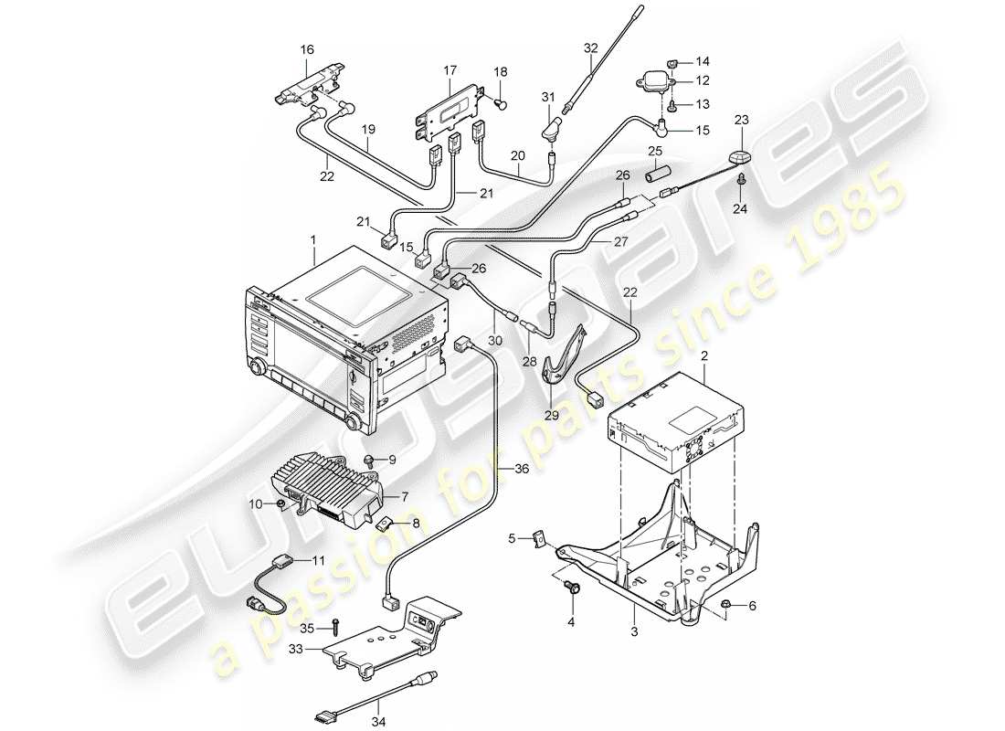 porsche 2012 (997-2 turbo / gt2 rs) operating unit part diagram