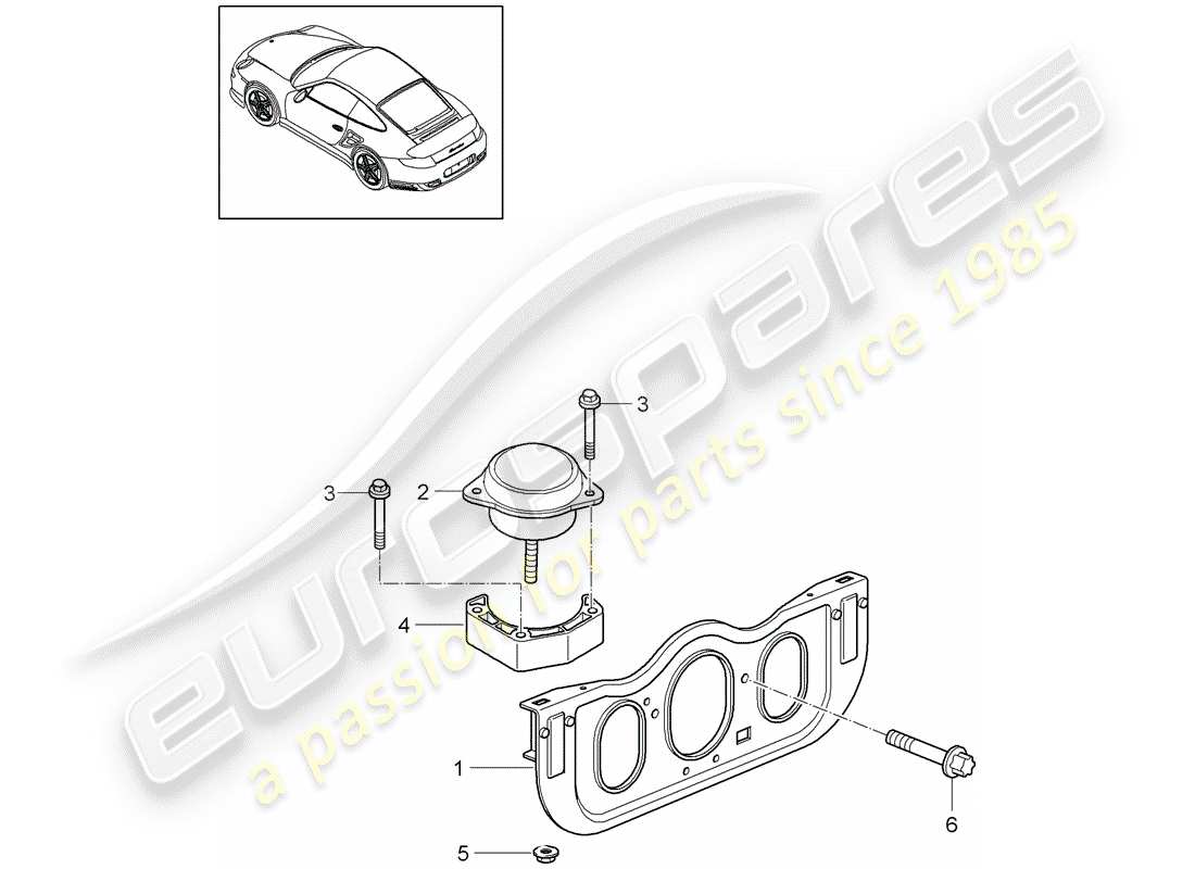 porsche 911 t/gt2rs (2011) engine suspension part diagram