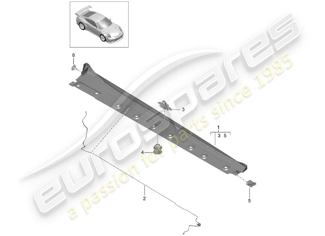 porsche 2020 (991-2 turbo) side member trim part diagram