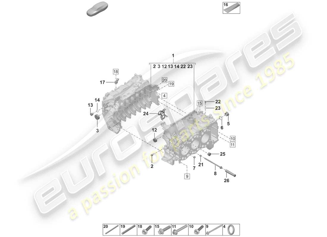 porsche 2019 (992-1) crankcase parts diagram