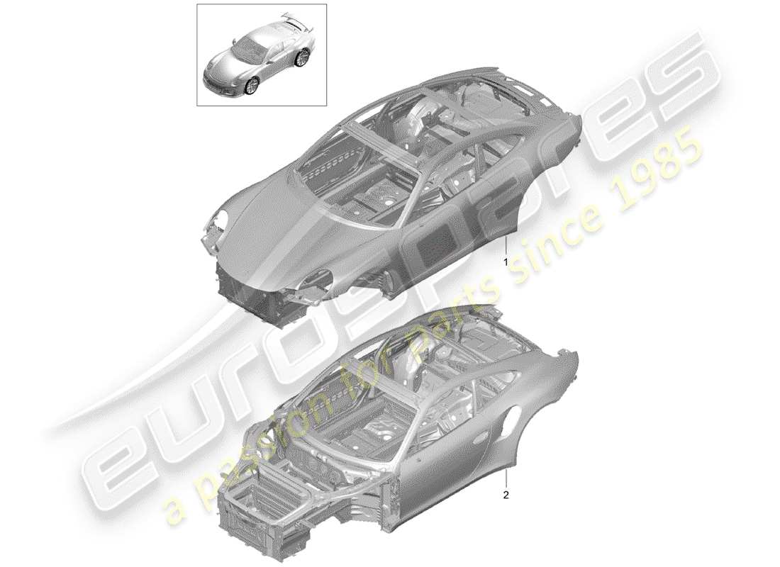 porsche 991r/gt3/rs (2014) car body parts diagram