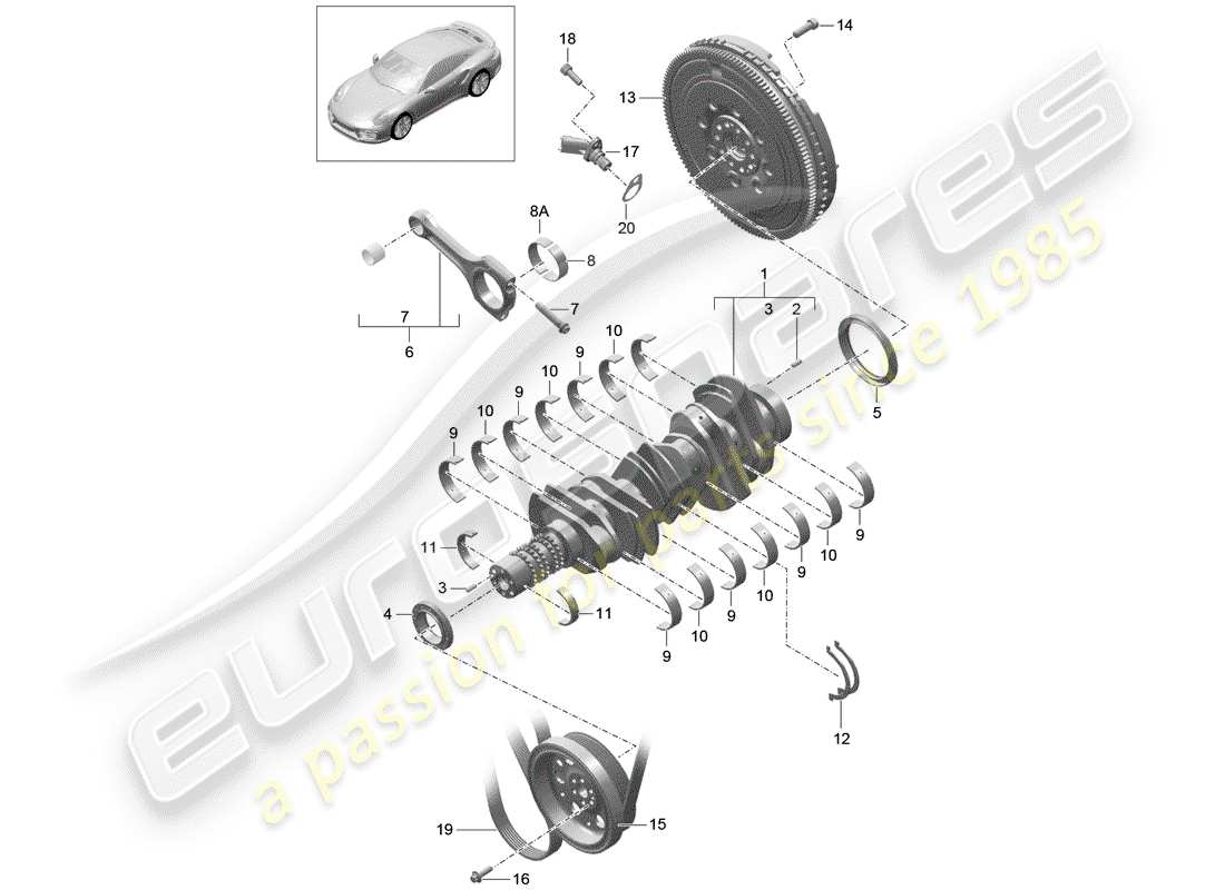 porsche 2016 (991-1 turbo) crankshaft part diagram