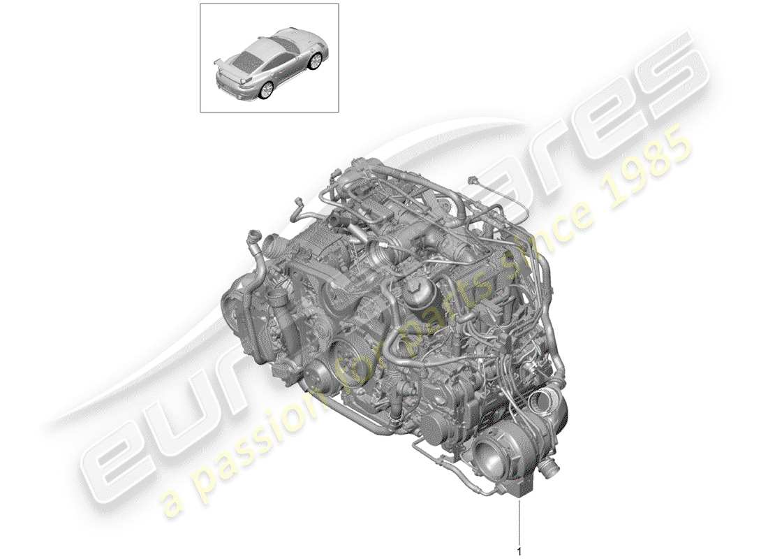 porsche 991 turbo (2016) replacement engine part diagram