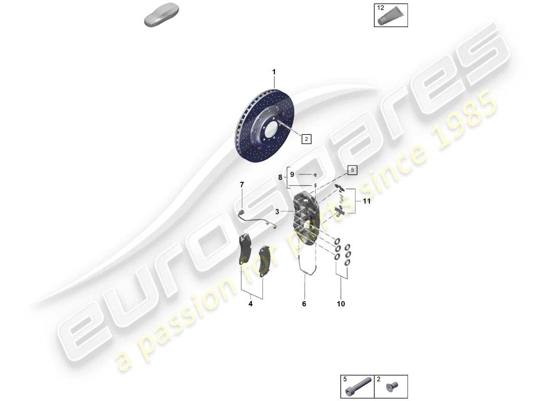 porsche 2020 (718 boxster spyder) disc brakes part diagram