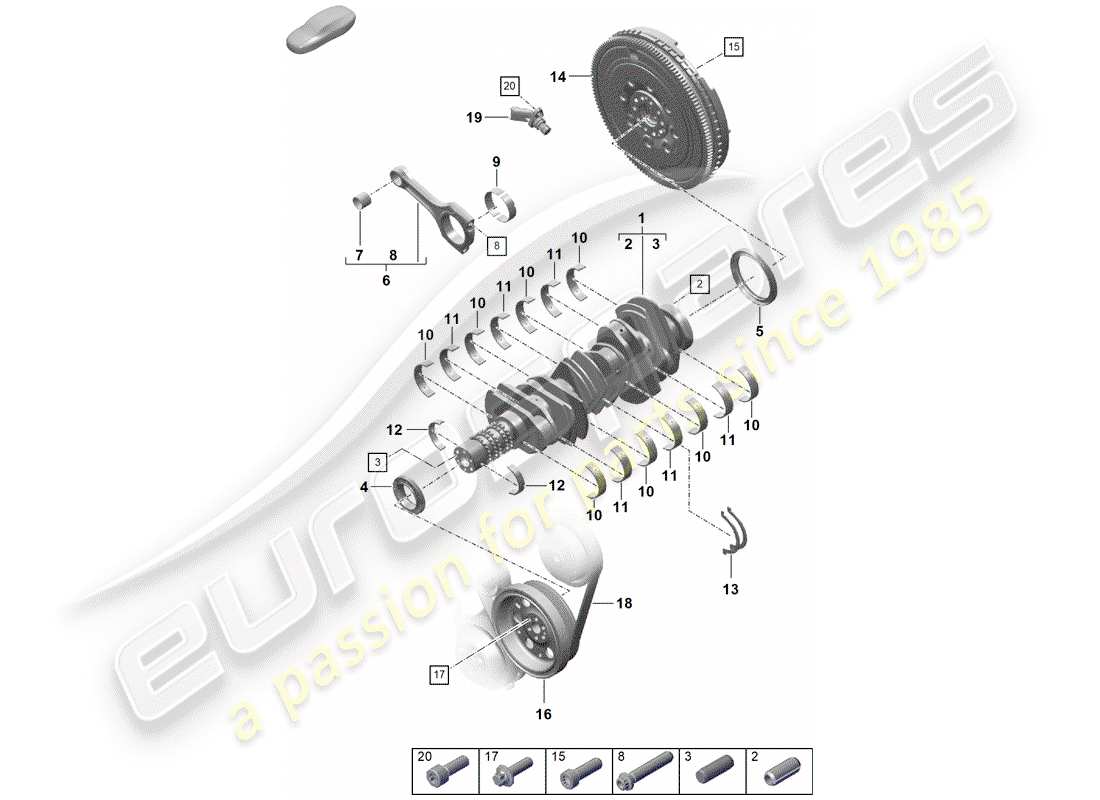 porsche 2020 (718 boxster spyder) crankshaft part diagram
