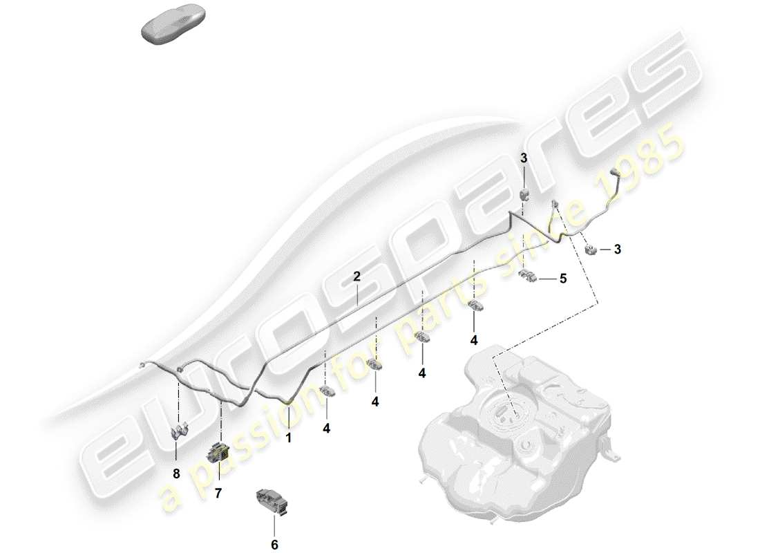 porsche 2020 (718 boxster spyder) fuel line part diagram