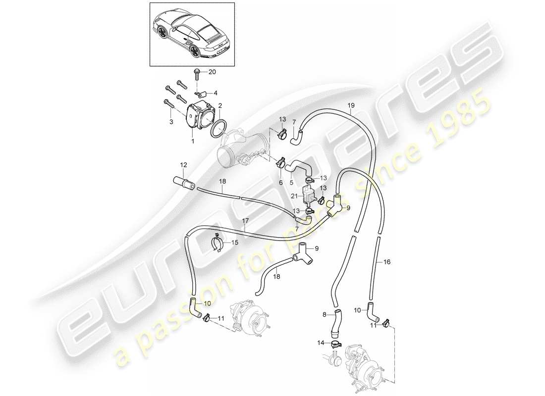 porsche 2011 (997-2 turbo / gt2 rs) throttle body part diagram