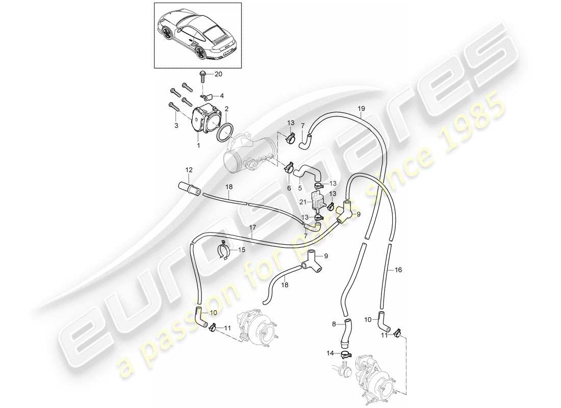 porsche 911 t/gt2rs (2011) throttle body part diagram