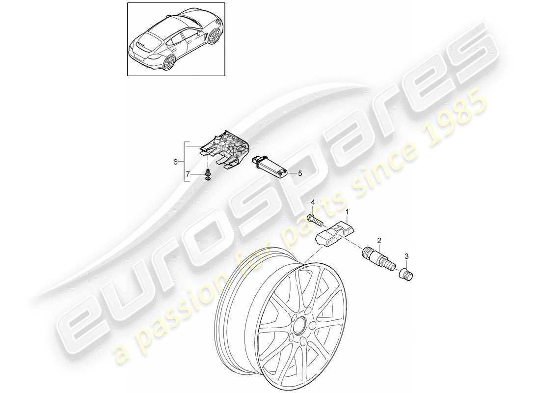 porsche 2012 (panamera 970) tire pressure control system part diagram