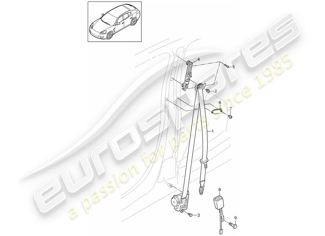 porsche 2012 (panamera 970) seat belt part diagram
