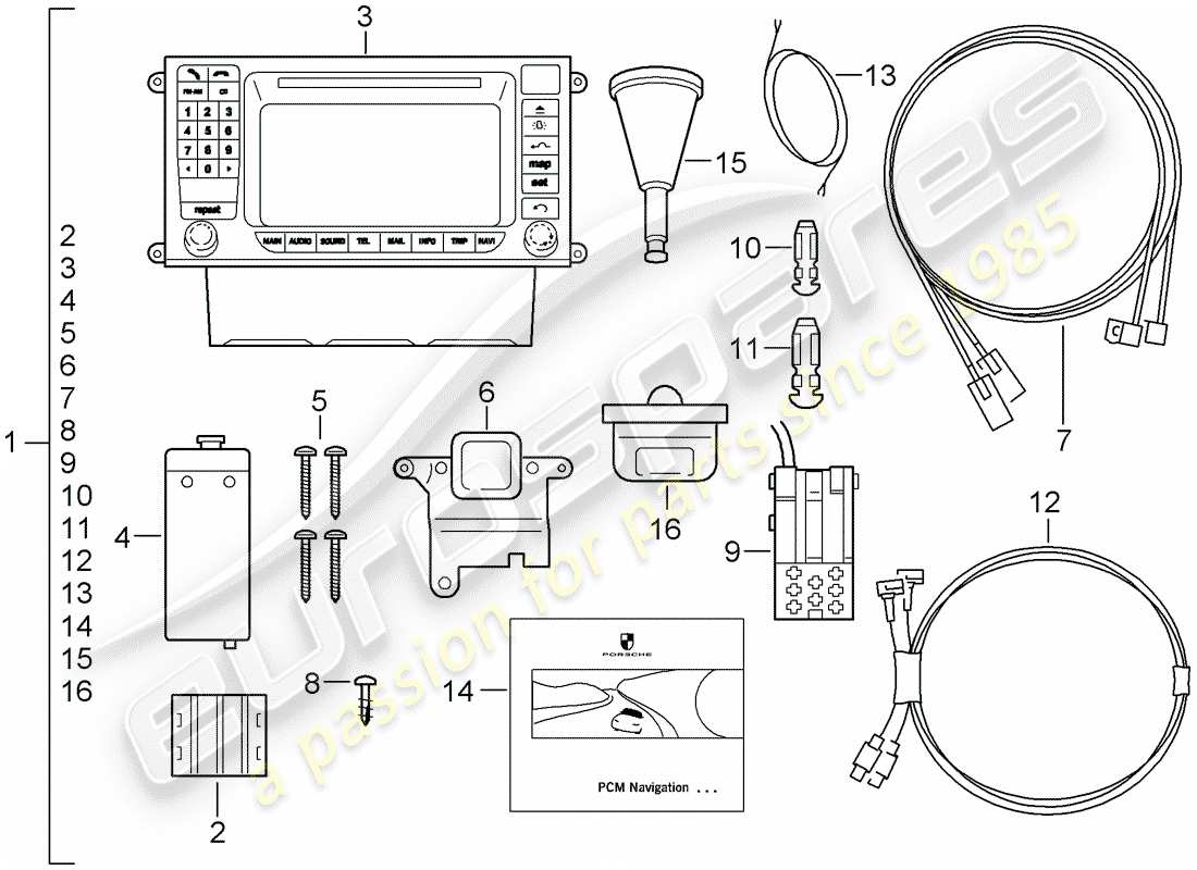 porsche 2016 (tequipment cayenne) navigation system part diagram