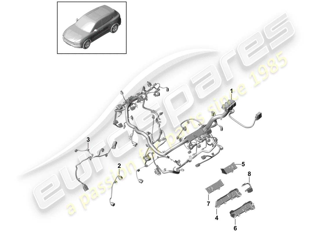 porsche 2020 (cayenne e3 9ya/9yb) wiring harnesses part diagram