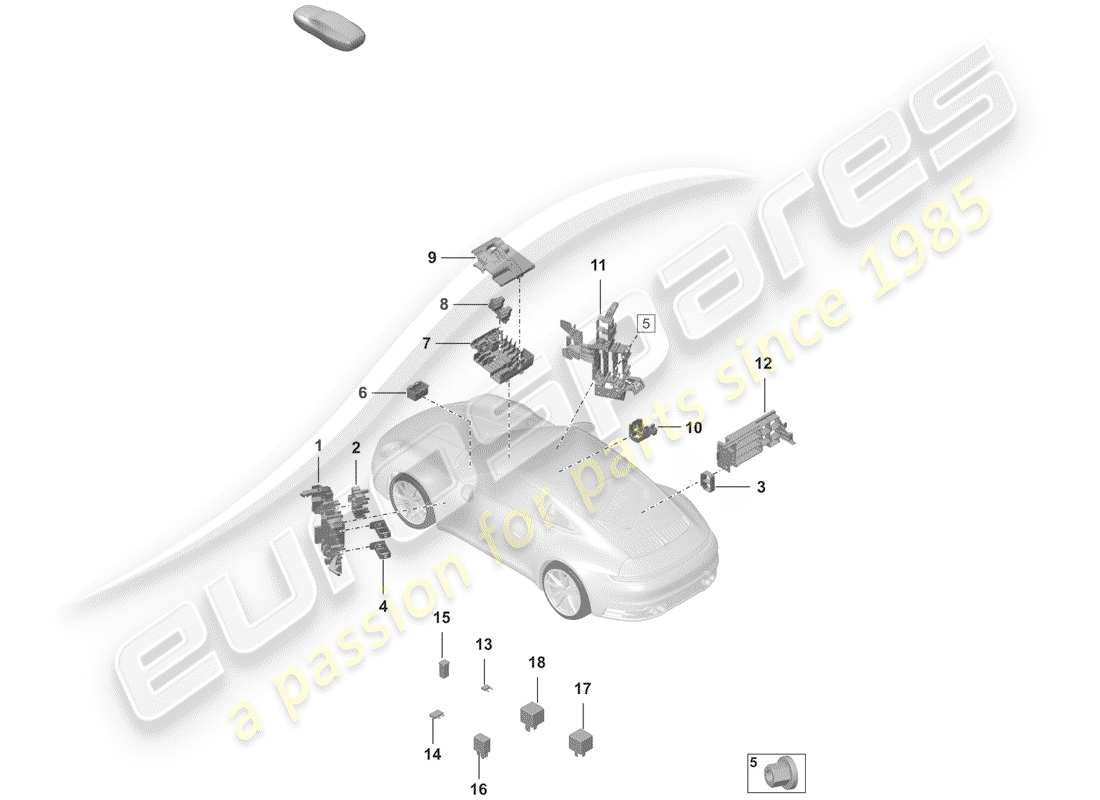 porsche 2019 (992-1) fuse box/relay plate parts diagram