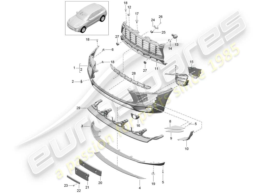 porsche 2014 (macan) bumper parts diagram