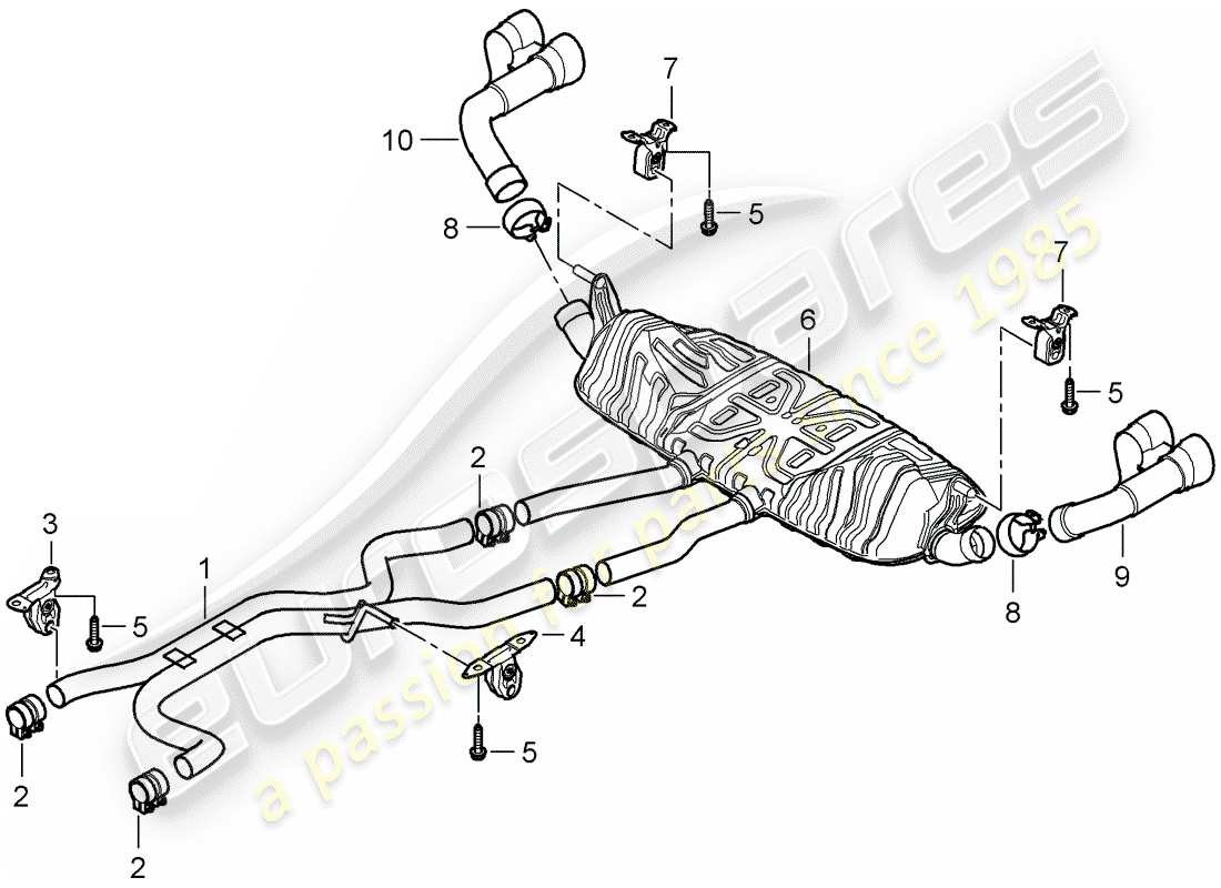porsche cayenne (2010) exhaust system parts diagram