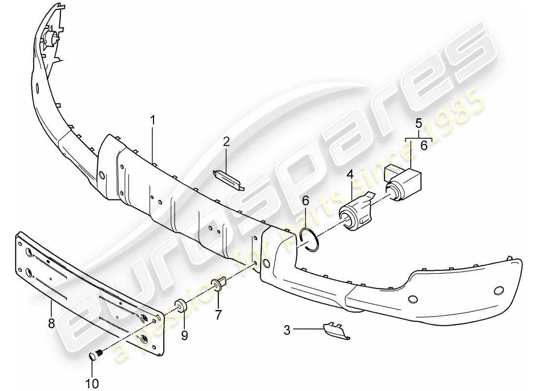 porsche 2003 (cayenne e1 9pa) bumper guards part diagram