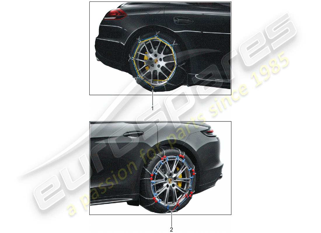 porsche 2014 (tequipment panamera) snow chains part diagram