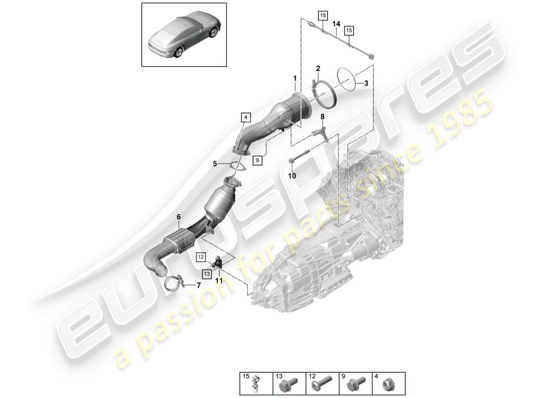 porsche panamera 971 (2020) exhaust system parts diagram