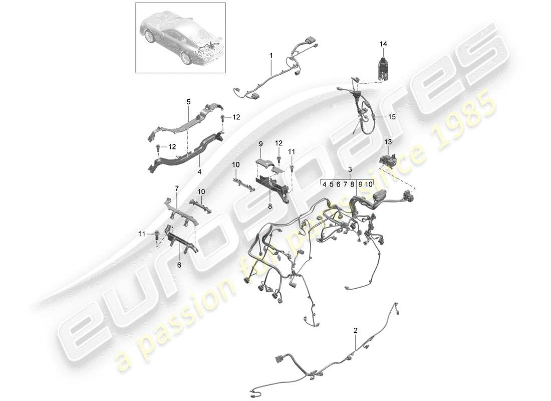 porsche 2020 (991-2 r/gt3/rs) wiring harnesses part diagram