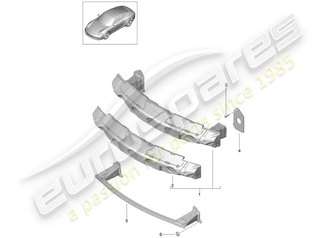 porsche 991 (2014) bumper bracket parts diagram