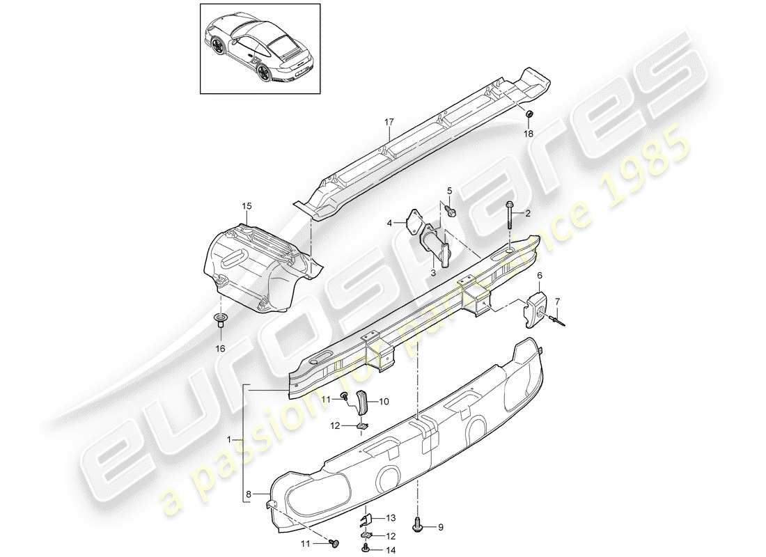porsche 2012 (997-2 turbo / gt2 rs) bumper part diagram