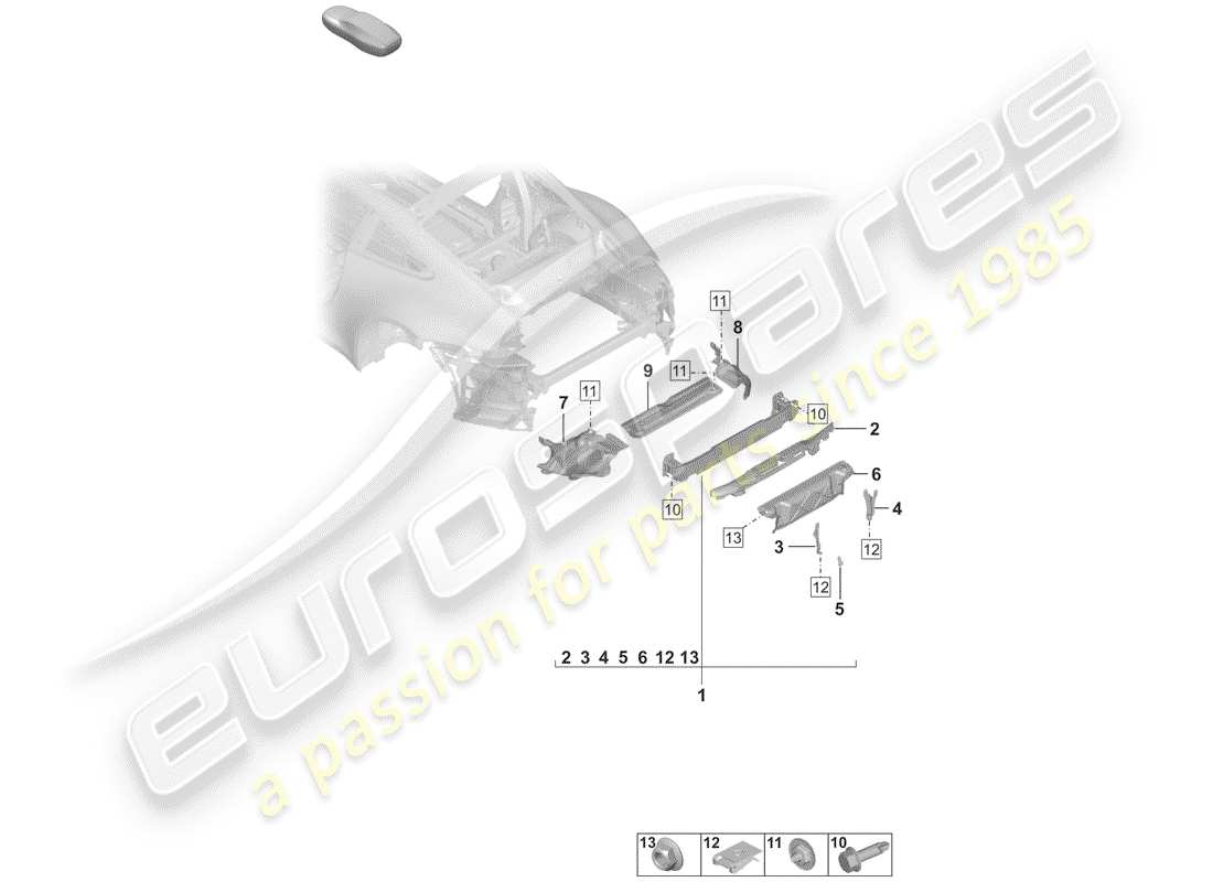 porsche 992 (2019) bumper bracket parts diagram