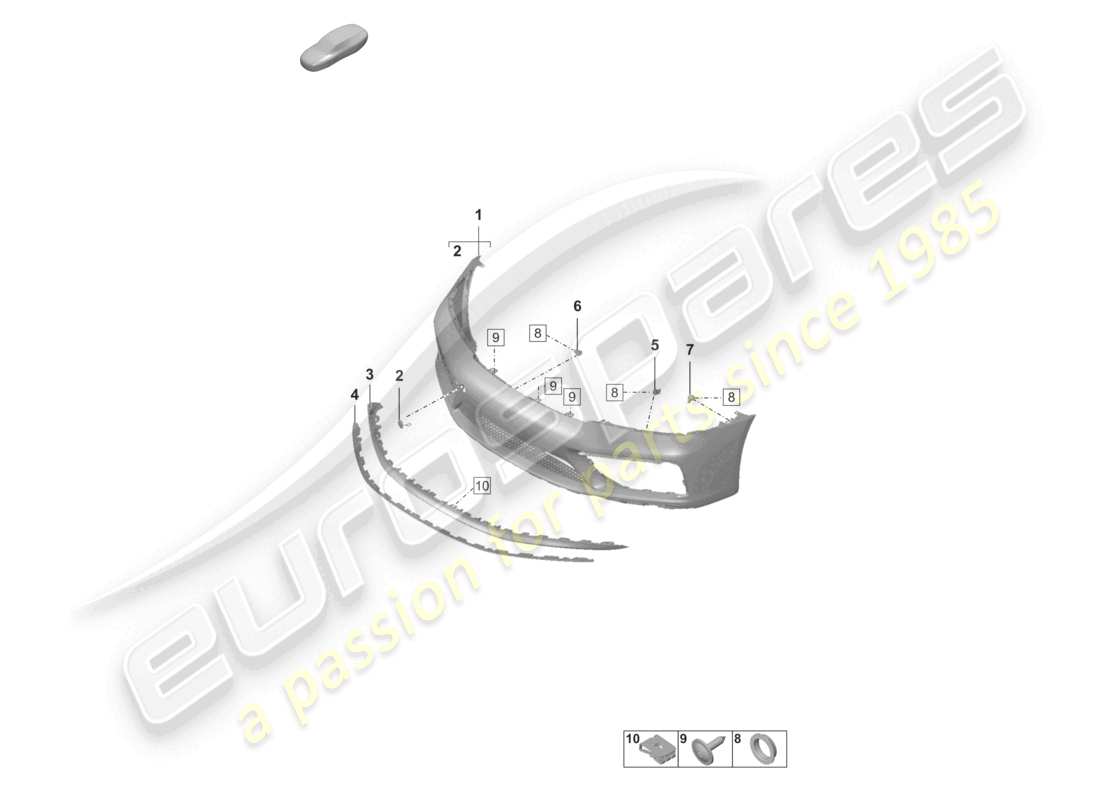 porsche 2019 (992-1) bumper front gts parts diagram