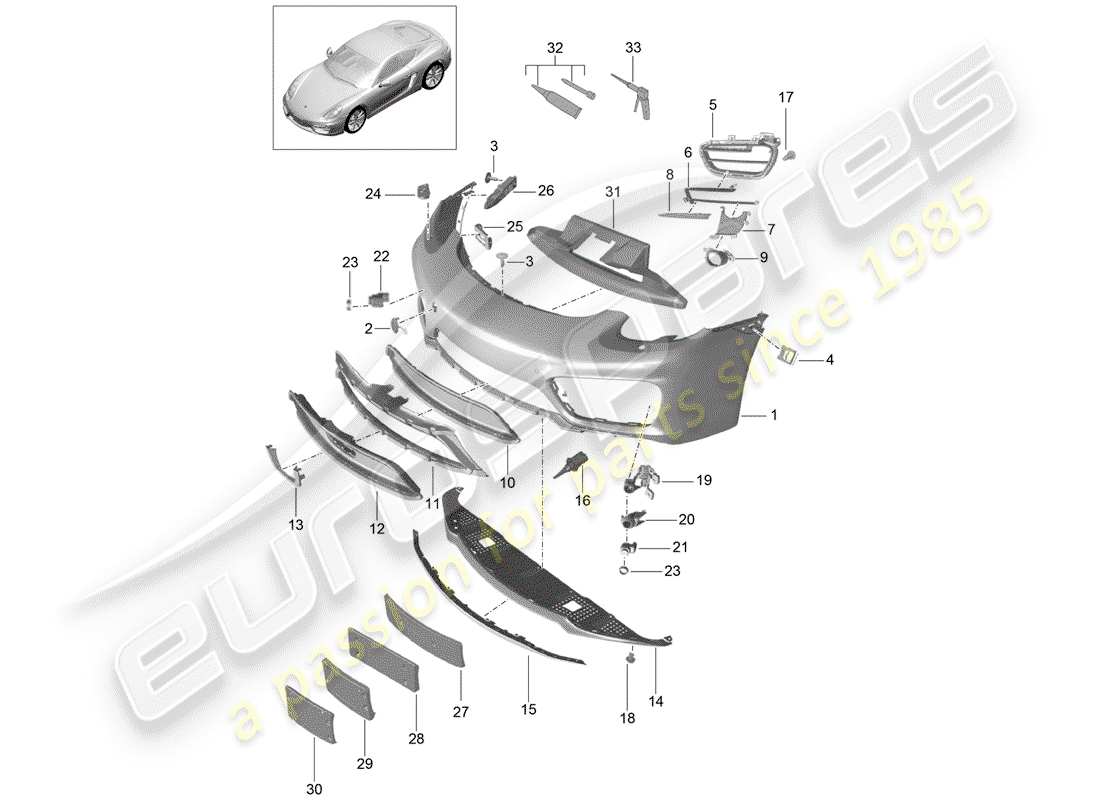 porsche 2015 (981 cayman) bumper parts diagram