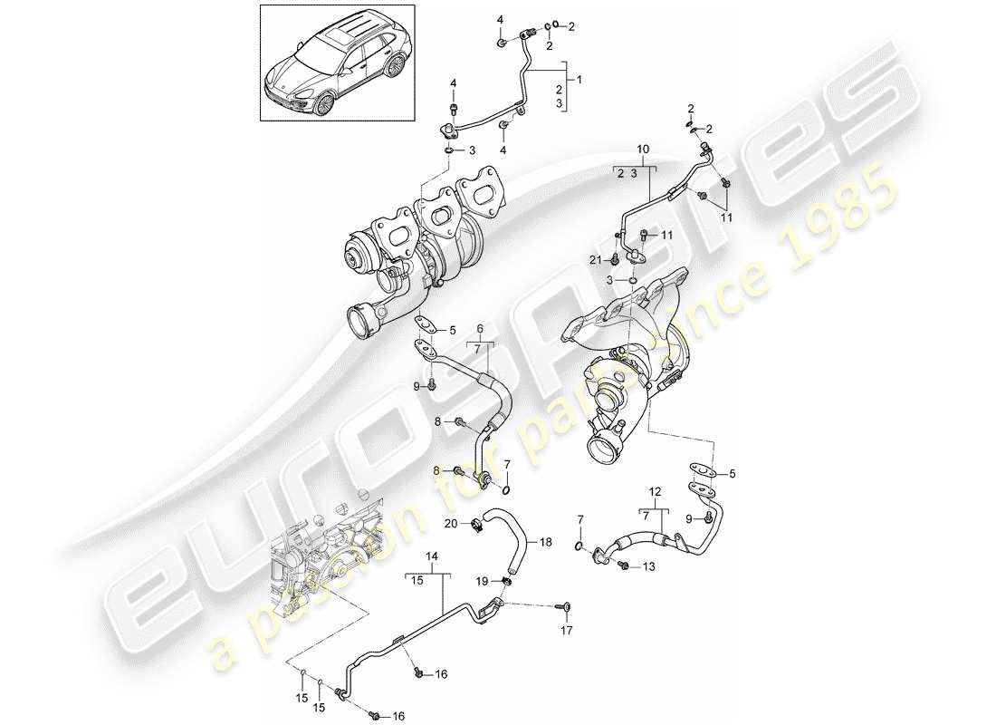 porsche 2011 (cayenne e2 92a) oil pipe part diagram