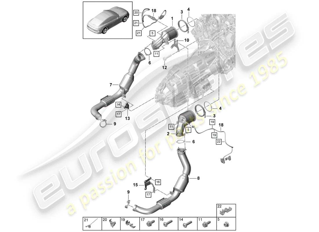 porsche 2018 (panamera 971-1) exhaust system part diagram