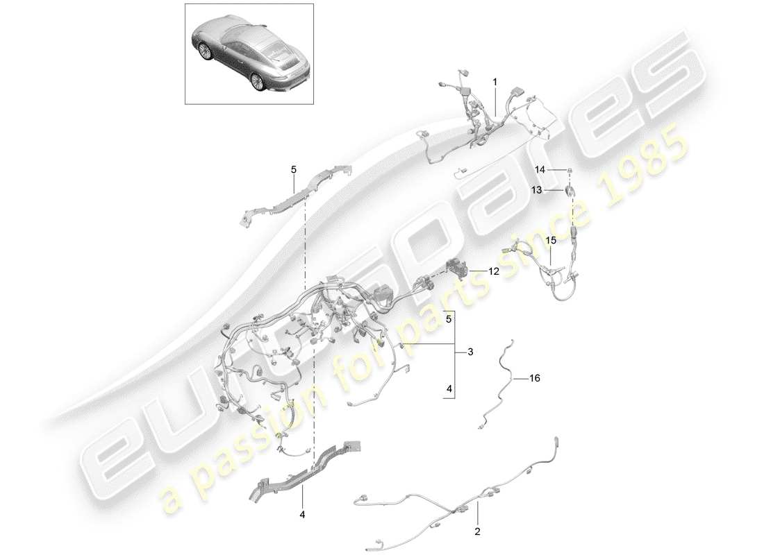 porsche 2017 (991-2) wiring harnesses part diagram