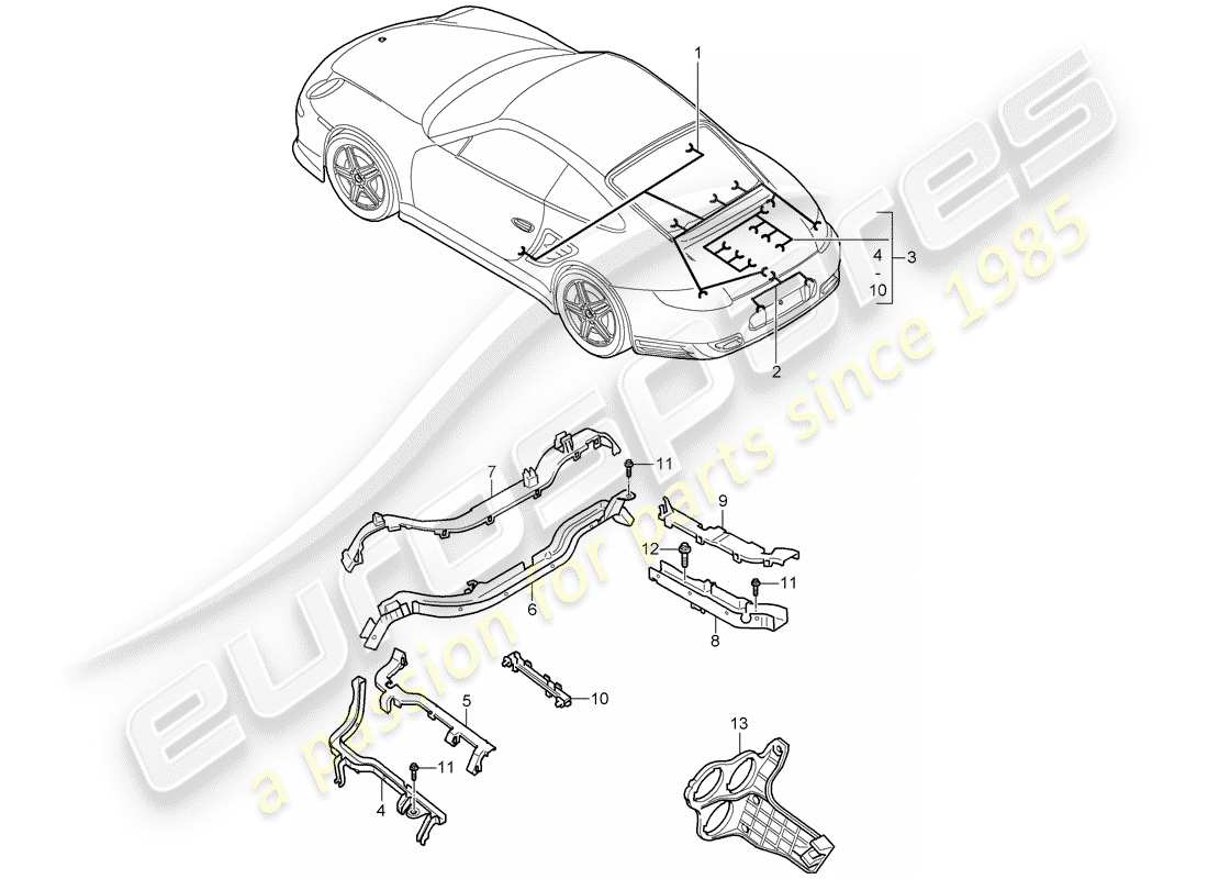porsche 911 t/gt2rs (2011) wiring harnesses part diagram