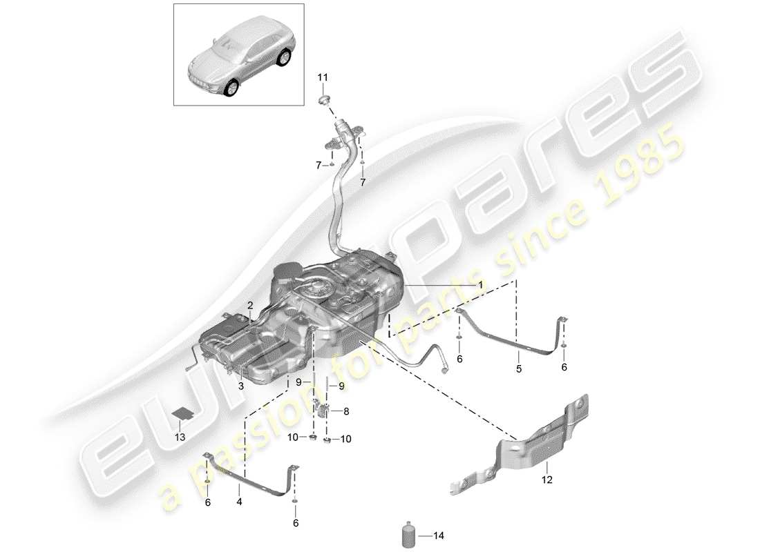 porsche 2014 (macan) fuel tank parts diagram