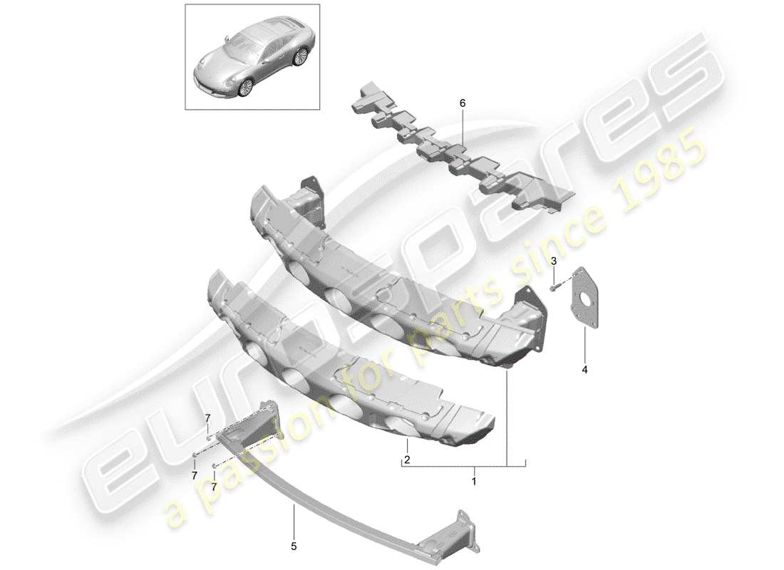 porsche 991 gen. 2 (2017) bumper bracket part diagram