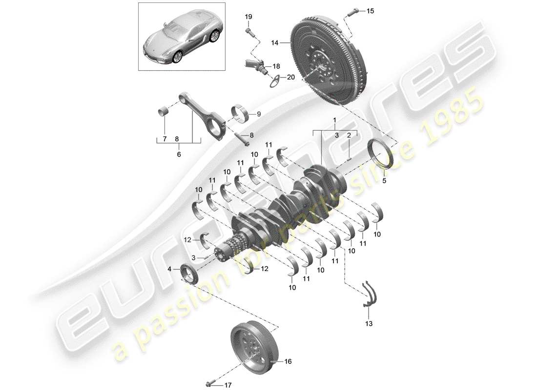 porsche 2015 (981 cayman) crankshaft part diagram