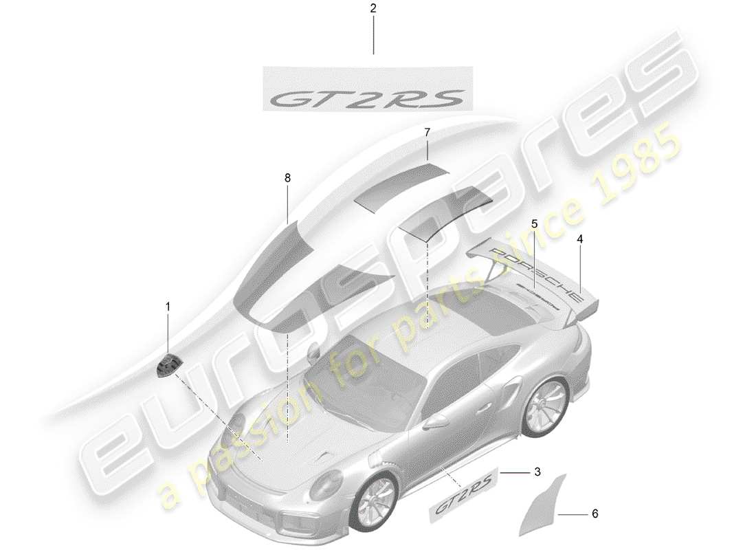 porsche 2020 (991-2 turbo) nameplates part diagram