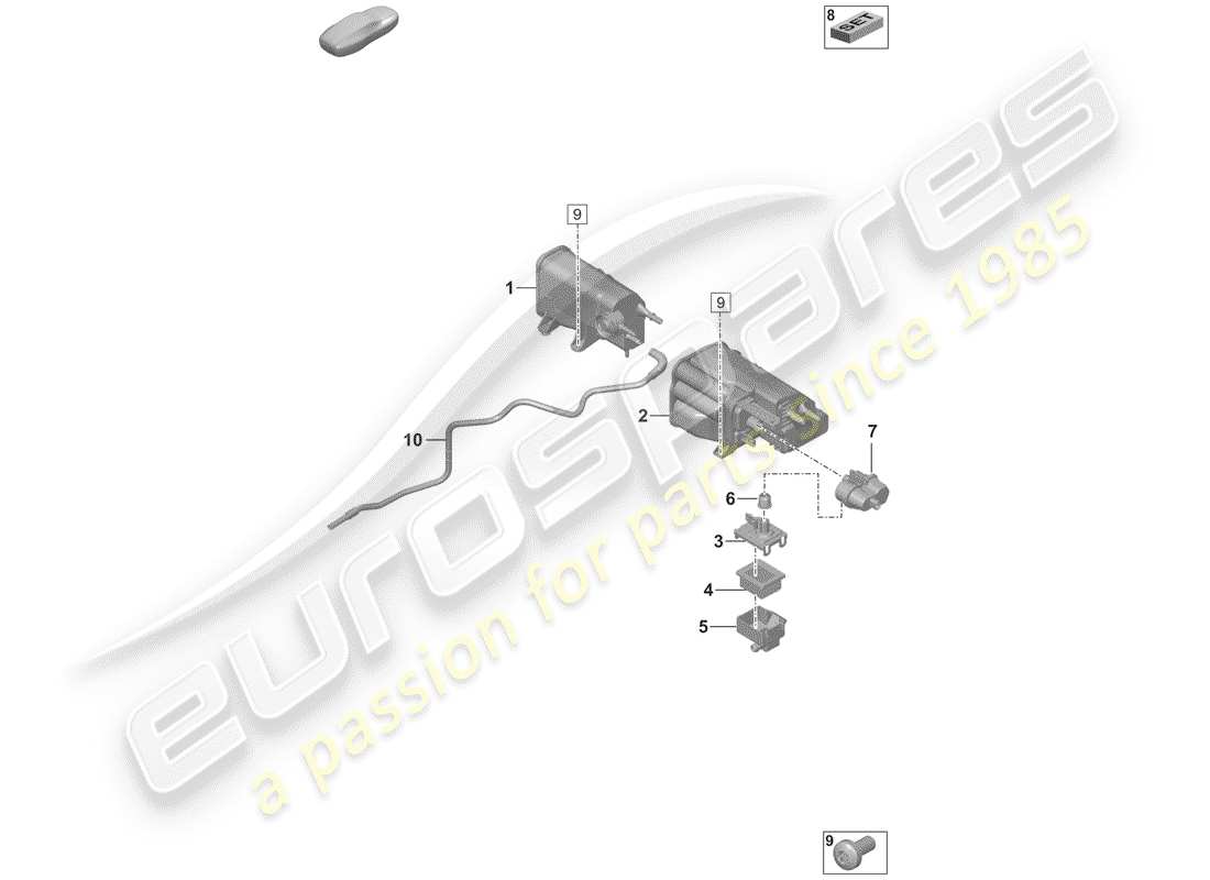 porsche 2019 (992-1) evaporative emission canister parts diagram