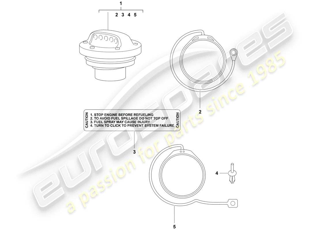 porsche 2008 (tequipment) fuel tank cap parts diagram