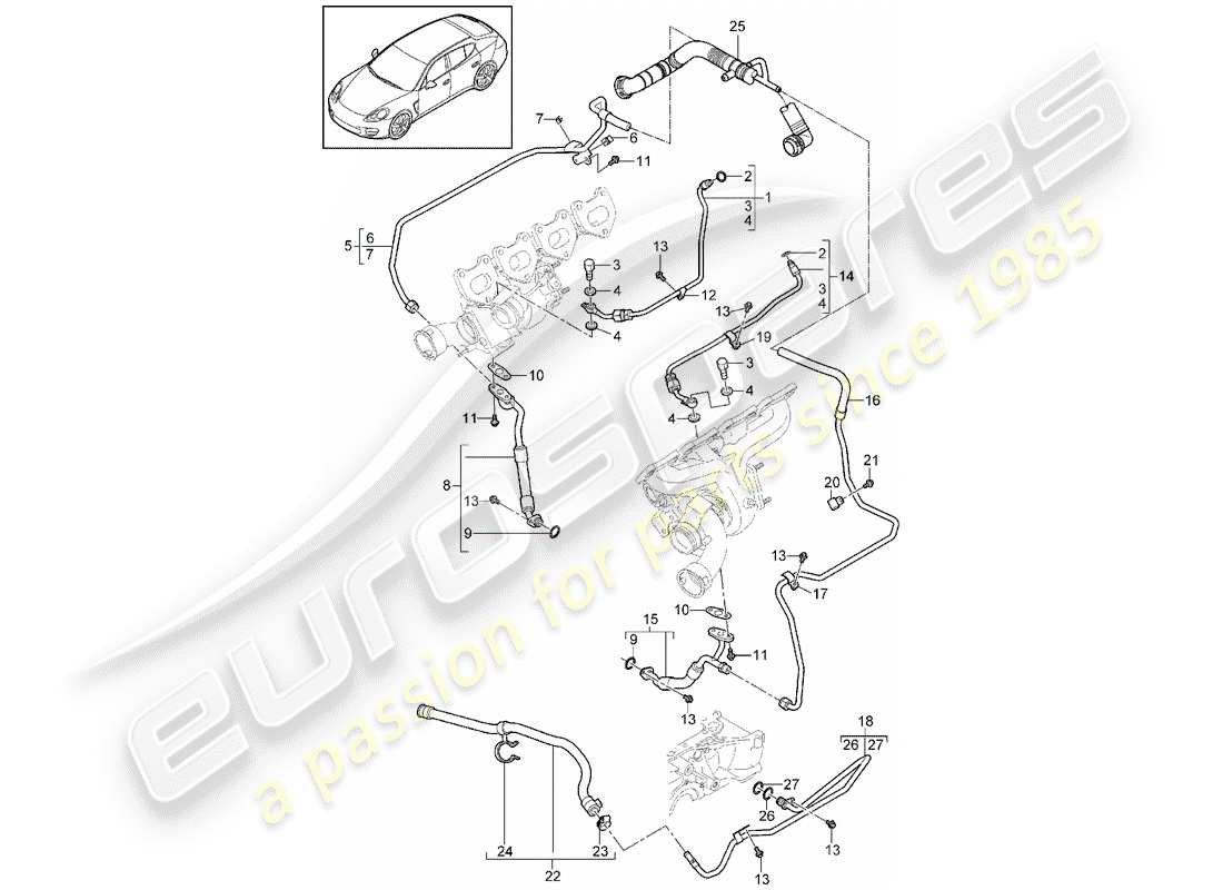 porsche 2012 (panamera 970) oil pipe part diagram
