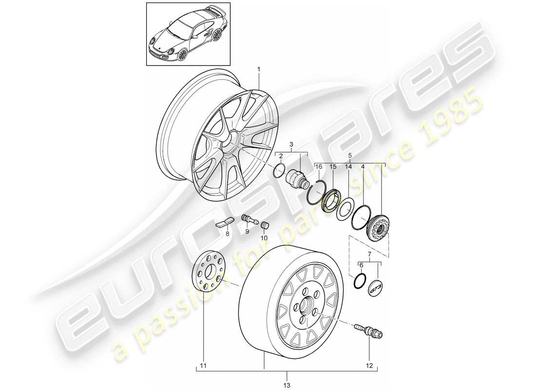 porsche 2012 (997-2 turbo / gt2 rs) central locking part diagram